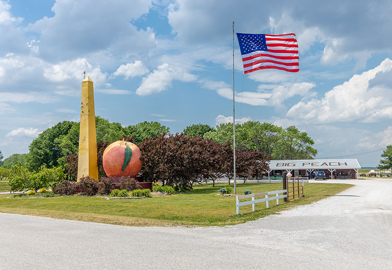 Gigantic peach and american flag
