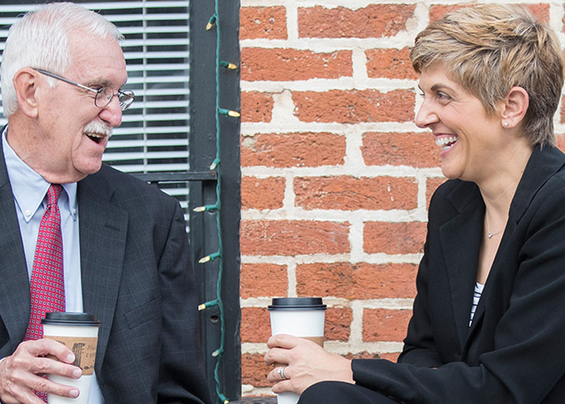 Two people having coffee